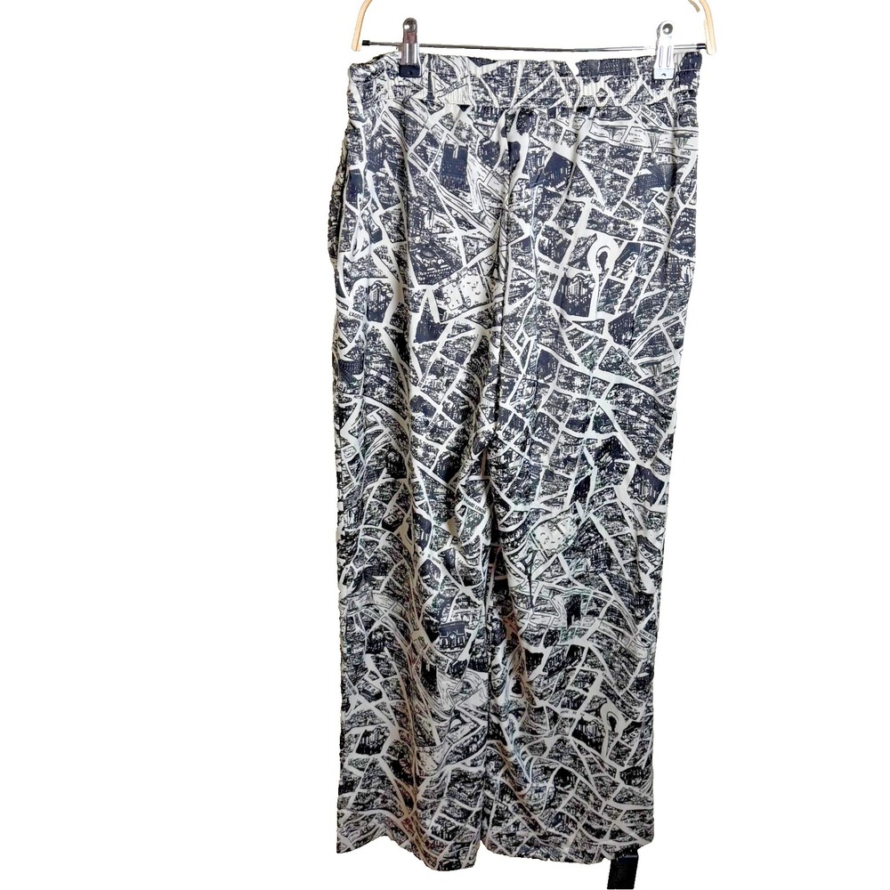 Joie Womens Sz M Black Ivory Elastic Waist Stretch Pants Travel Eiffel Tower